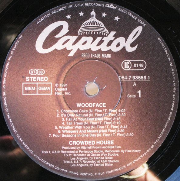 Crowded House - Woodface | Capitol Records (EST 2144) - 3