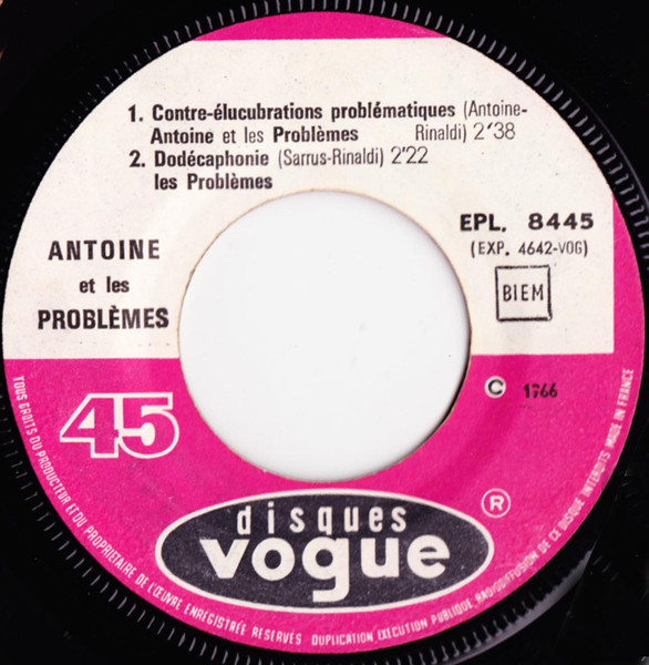Antoine Et Les Problèmes - Antoine Et Les Problèmes | Disques Vogue (EPL 8445) - 4