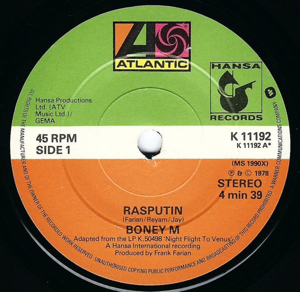 Boney M. - Rasputin | Hansa Records (K 11192)