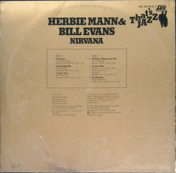 Herbie Mann & Bill Evans - Nirvana | Atlantic (ATL 50 238) - 2