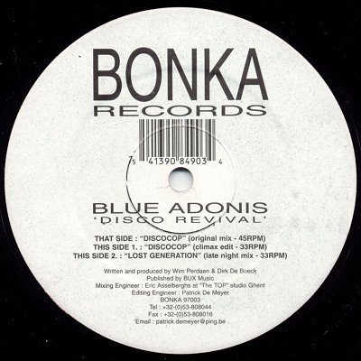 Blue Adonis - Disco Revival | Bonka Records (BONKA 97003) - main