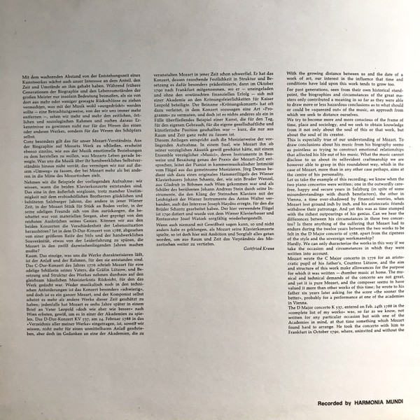 Wolfgang Amadeus Mozart • Jörg Demus • Collegium Aureum - Krönungskonzert D-dur KV 537 / Lützowkonzert C-dur KV 246 | Italia (HMI 73015) - 2