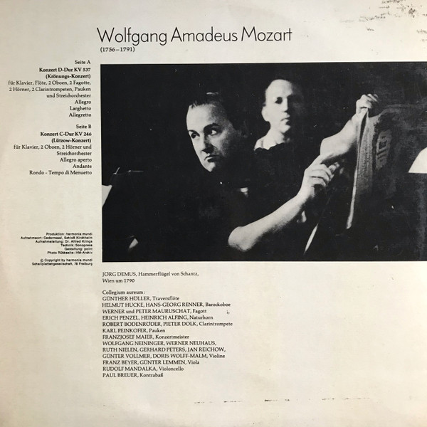Wolfgang Amadeus Mozart • Jörg Demus • Collegium Aureum - Krönungskonzert D-dur KV 537 / Lützowkonzert C-dur KV 246 | Italia (HMI 73015) - 4
