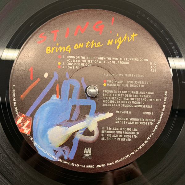 Sting - Bring On The Night | A&M Records (BRING 1) - 3 Sting - Bring On The Night | A&M Records (BRING 1) - 3