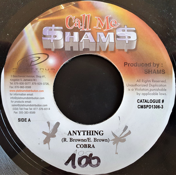 Mad Cobra - Anything | Call Me $ham$ (CMSPD1306-3)