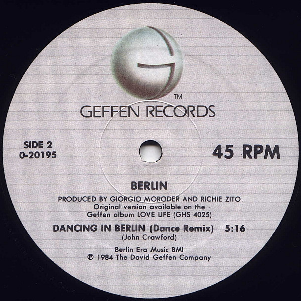 Berlin - No More Words / Dancing In Berlin | Geffen Records (0-20195) - 4 Berlin - No More Words / Dancing In Berlin | Geffen Records (0-20195) - 4