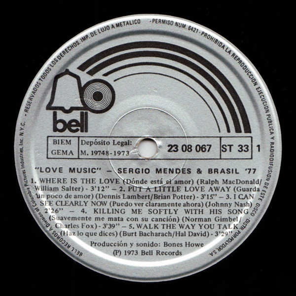 Sérgio Mendes & Brasil '77 - Love Music = Musica De Amor | Bell Records (23 08 067) - 3