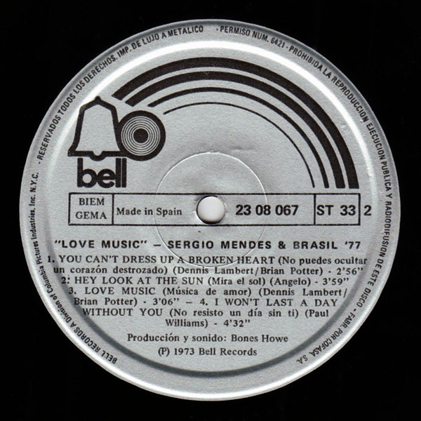 Sérgio Mendes & Brasil '77 - Love Music = Musica De Amor | Bell Records (23 08 067) - 4