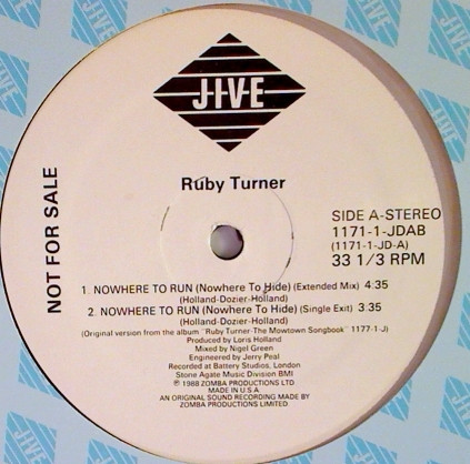Ruby Turner - Nowhere To Run (Nowhere To Hide) | Jive (1171-1-JDAB)