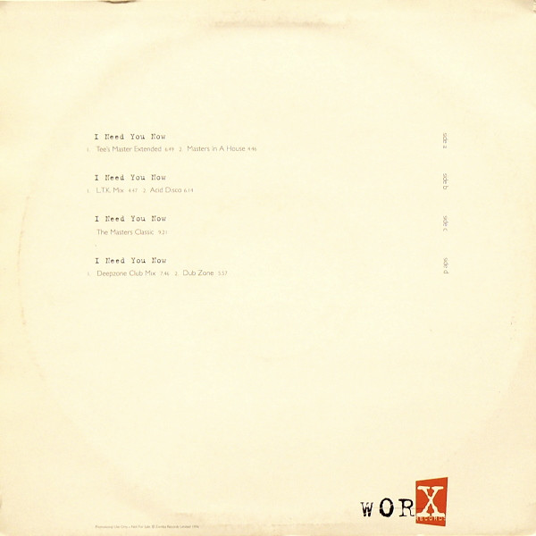 Sinnamon - I Need You Now | Worx Records (WORX T 003 P) - 2