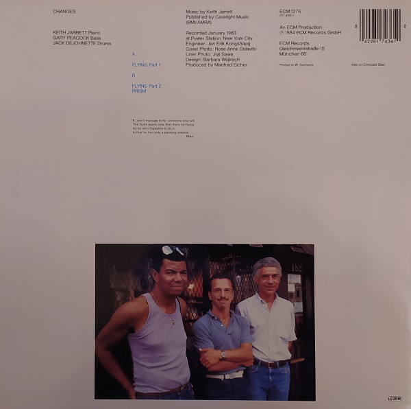 Keith Jarrett , Gary Peacock , Jack DeJohnette - Changes | ECM Records (ECM 1276) - 2