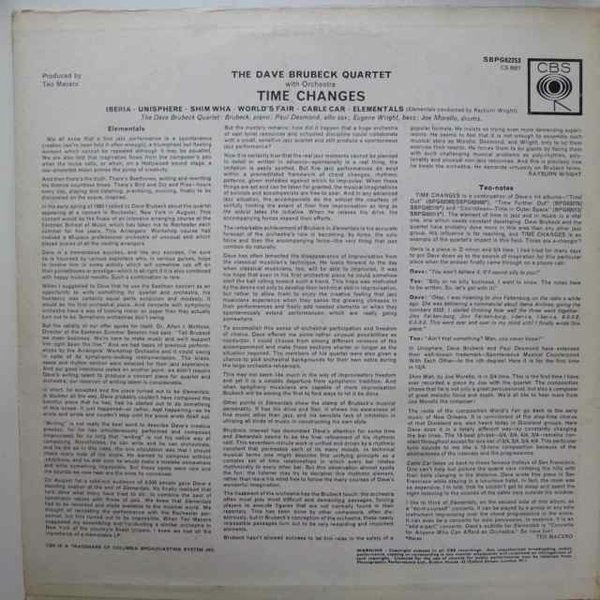 The Dave Brubeck Quartet - Time Changes | CBS (SBPG 62253) - 2
