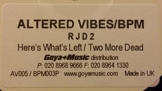 RJD2 - Here's What's Left | Altered Vibes (AV005) - 2 RJD2 - Here's What's Left | Altered Vibes (AV005) - 2