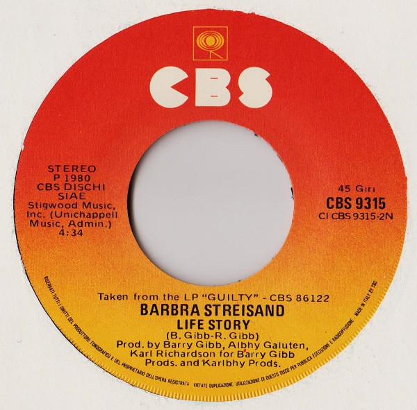 Barbra Streisand Duetto Con Barry Gibb - Guilty | CBS (CBS 9315) - 4