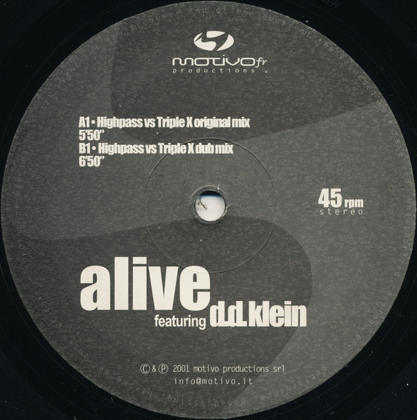 Alive Featuring D.D. Klein - Alive | Motivo Productions (France) (MFR 001)