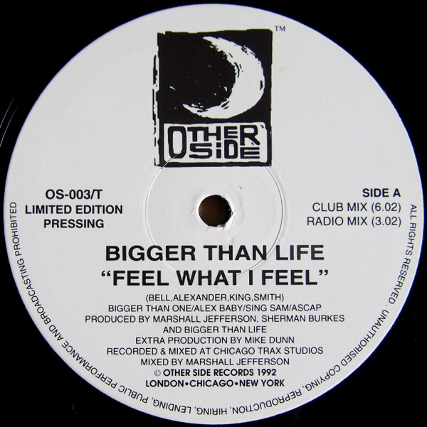 Bigger Than Life - Feel What I Feel / High And Mighty | Other Side Records (OS-003/T)
