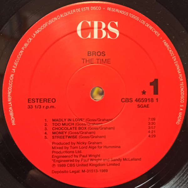 Bros - The Time | CBS (CBS 465918 1) - 3