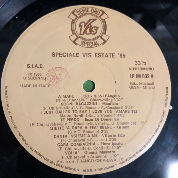 Various - Speciale Vis Estate '85 | Vis Radio (LP IM 802)