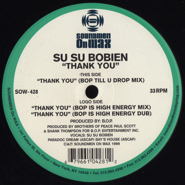 Su Su Bobien - Thank You | Soundmen On Wax (SOW-428)