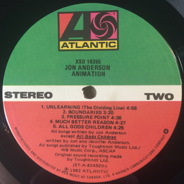 Jon Anderson - Animation | Atlantic (XSD 19355) - 4 Jon Anderson - Animation | Atlantic (XSD 19355) - 4