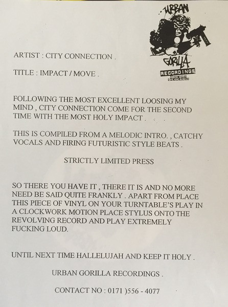 City Connection - Impact / Move! | Urban Gorilla Recordings (UGR007) - 2