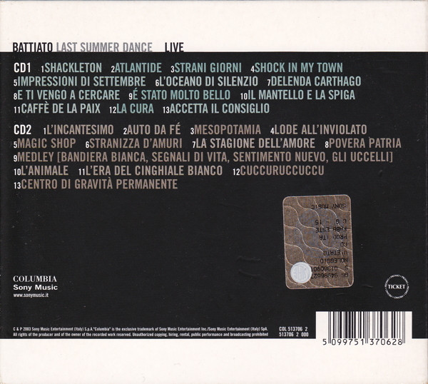 Franco Battiato - Last Summer Dance | Columbia (COL 513706 2) - 2