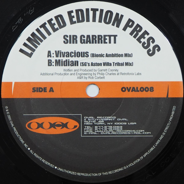 Sir Garrett - Vivacious / Midian | Oval Records (OVAL 008) - main