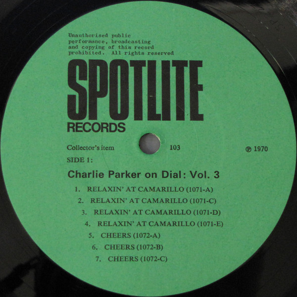 Charlie Parker - Charlie Parker On Dial Volume 3 | Spotlite Records (103) - 3