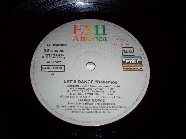David Bowie - Let's Dance = Bailemos | EMI America (10C 072 400.165) - 3