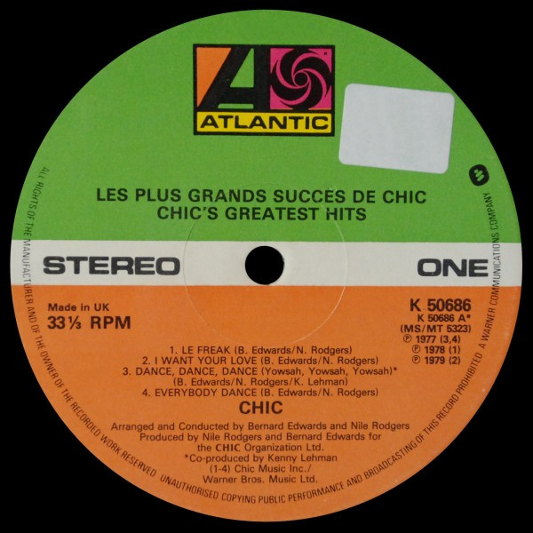 Chic - Les Plus Grands Succes De Chic (Chic's Greatest Hits) | Atlantic (K 50686) - 3