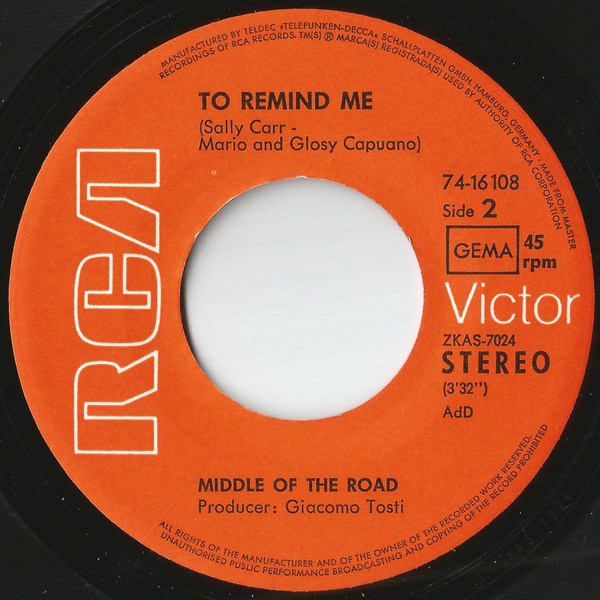 Middle Of The Road - Soley Soley | RCA Victor (74-16 108) - 3