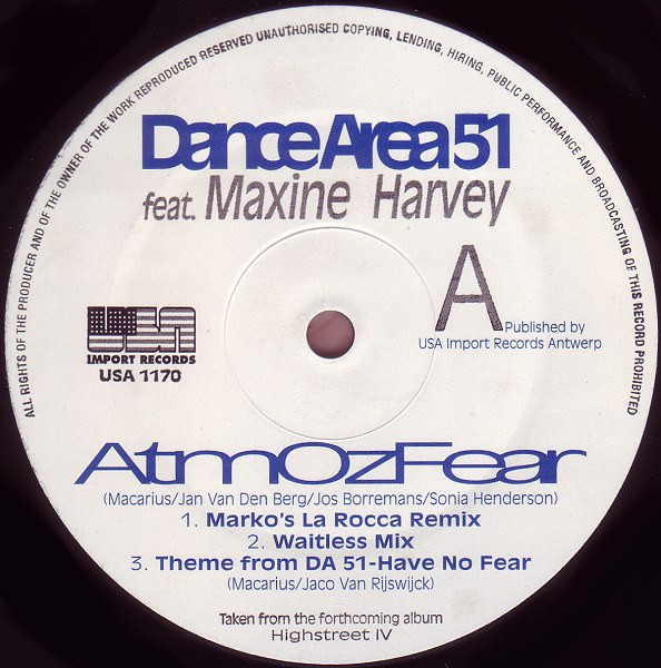 Dance Area 51 Feat. Maxine Harvey - AtmOzFear | USA Import Music (USA 1170)