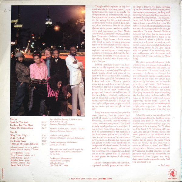 Leroy Jenkins' Sting - Urban Blues | Black Saint (BSR 0083) - 2