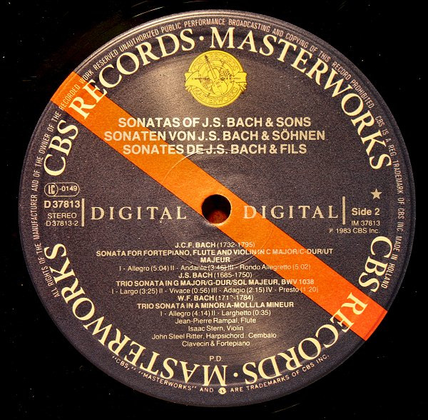 Johann Sebastian Bach / Carl Philipp Emanuel Bach / Wilhelm Friedemann Bach / Johann Christoph Friedrich Bach - Jean-Pierre Rampal • Isaac Stern • Leslie Parnas • John Steele Ritter - Trio Sonatas | CBS Masterworks (D 37813) - 4 Johann Sebastian Bach / Carl Philipp Emanuel Bach / Wilhelm Friedemann Bach / Johann Christoph Friedrich Bach - Jean-Pierre Rampal • Isaac Stern • Leslie Parnas • John Steele Ritter - Trio Sonatas | CBS Masterworks (D 37813) - 4