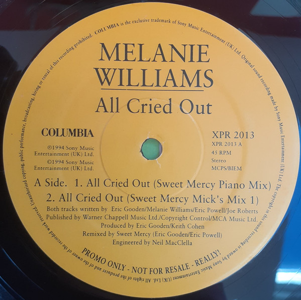 Melanie Williams - All Cried Out | Columbia (XPR 2013) - main