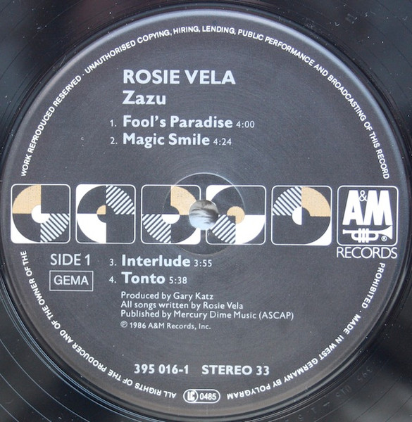 Rosie Vela - Zazu | A&M Records (LP395016-1) - 3