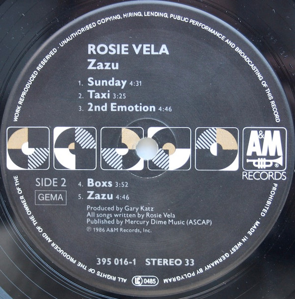 Rosie Vela - Zazu | A&M Records (LP395016-1) - 4