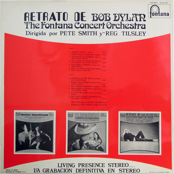 The Fontana Concert Orchestra Dirigida Por Pete Smith Y Reg Tilsley - El Retrato De Bob Dylan | Fontana (58 56 607) - 2 The Fontana Concert Orchestra Dirigida Por Pete Smith Y Reg Tilsley - El Retrato De Bob Dylan | Fontana (58 56 607) - 2
