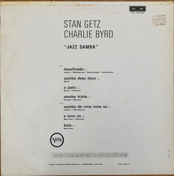 Stan Getz , Charlie Byrd - Jazz Samba | Verve Records (V6-8432) - 2 Stan Getz , Charlie Byrd - Jazz Samba | Verve Records (V6-8432) - 2