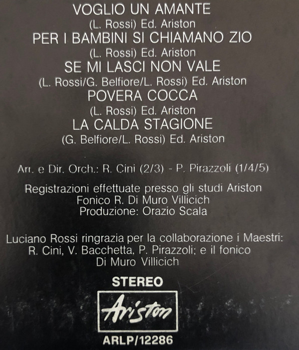 Luciano Rossi - Aria Pulita | Ariston (AR/LP/12286) - 3 Luciano Rossi - Aria Pulita | Ariston (AR/LP/12286) - 3