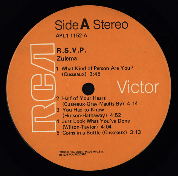 Zulema - R.S.V.P. | RCA Victor (APL1-1152) - 3 Zulema - R.S.V.P. | RCA Victor (APL1-1152) - 3
