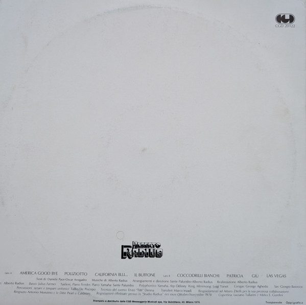 Alberto Radius - America Good-Bye | CGD (CGD 20122) - 4