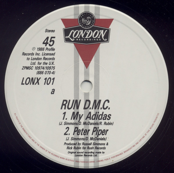 Run-DMC - My Adidas / Peter Piper | London Records (LONX 101) - 3