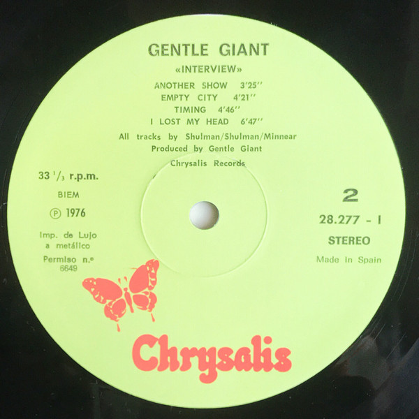 Gentle Giant - Interview | Chrysalis (28277-I) - 4