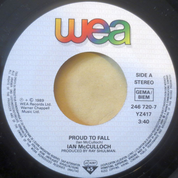 Ian McCulloch - Proud To Fall | WEA (YZ 417) - 3
