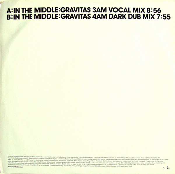 Sugababes - In The Middle (Gravitas Mixes) | Universal (12SUGA9) - 2
