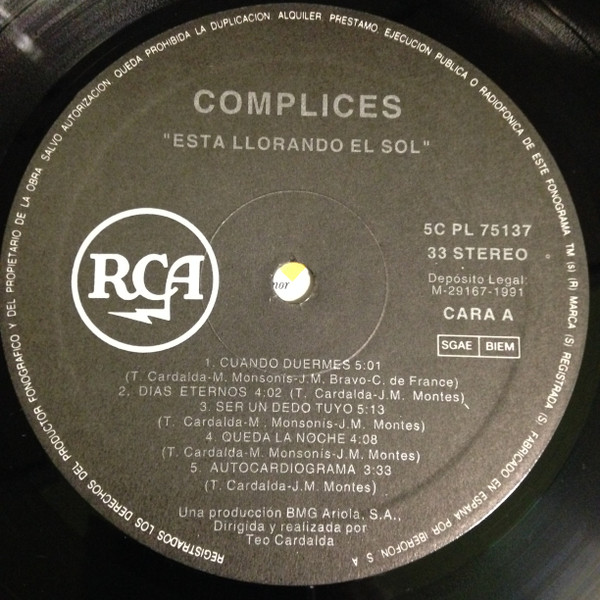 Cómplices - Está Llorando El Sol | RCA (5C PL 75137) - 3