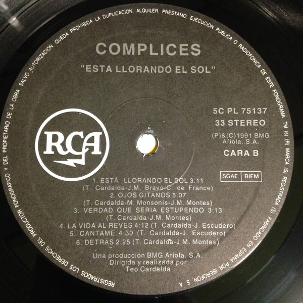Cómplices - Está Llorando El Sol | RCA (5C PL 75137) - 4