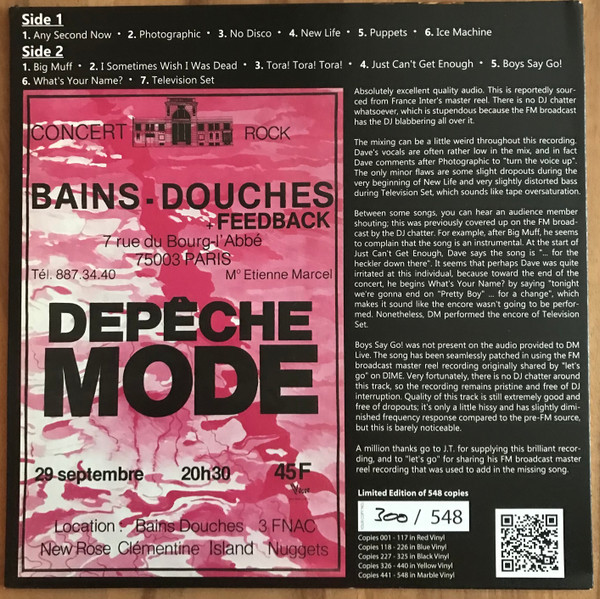 Depeche Mode - 29.09.1981 Les Bains Douches, Paris | Not On Label (Depeche Mode) (none) - 2 Depeche Mode - 29.09.1981 Les Bains Douches, Paris | Not On Label (Depeche Mode) (none) - 2
