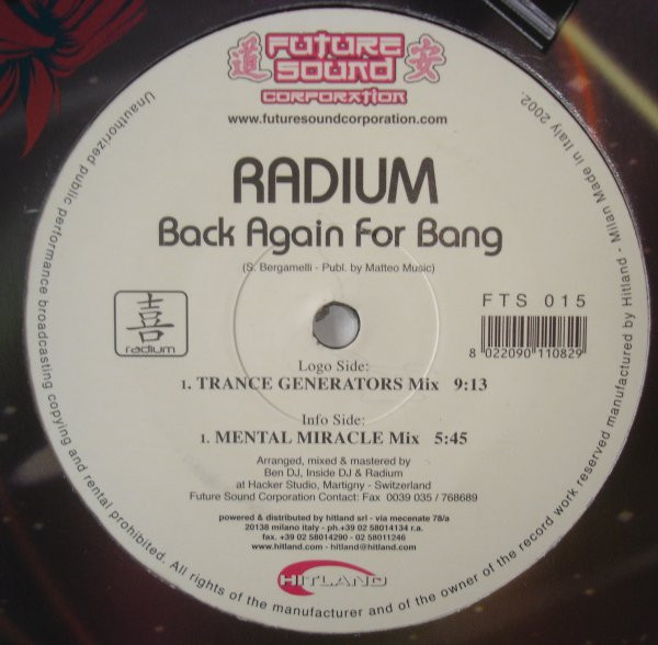 Radium - Back Again For Bang | Future Sound Corporation (FTS 015)